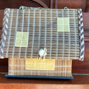 Rare Vintage Japanese Woven Wood House Sewing piece broken bottom of chimney